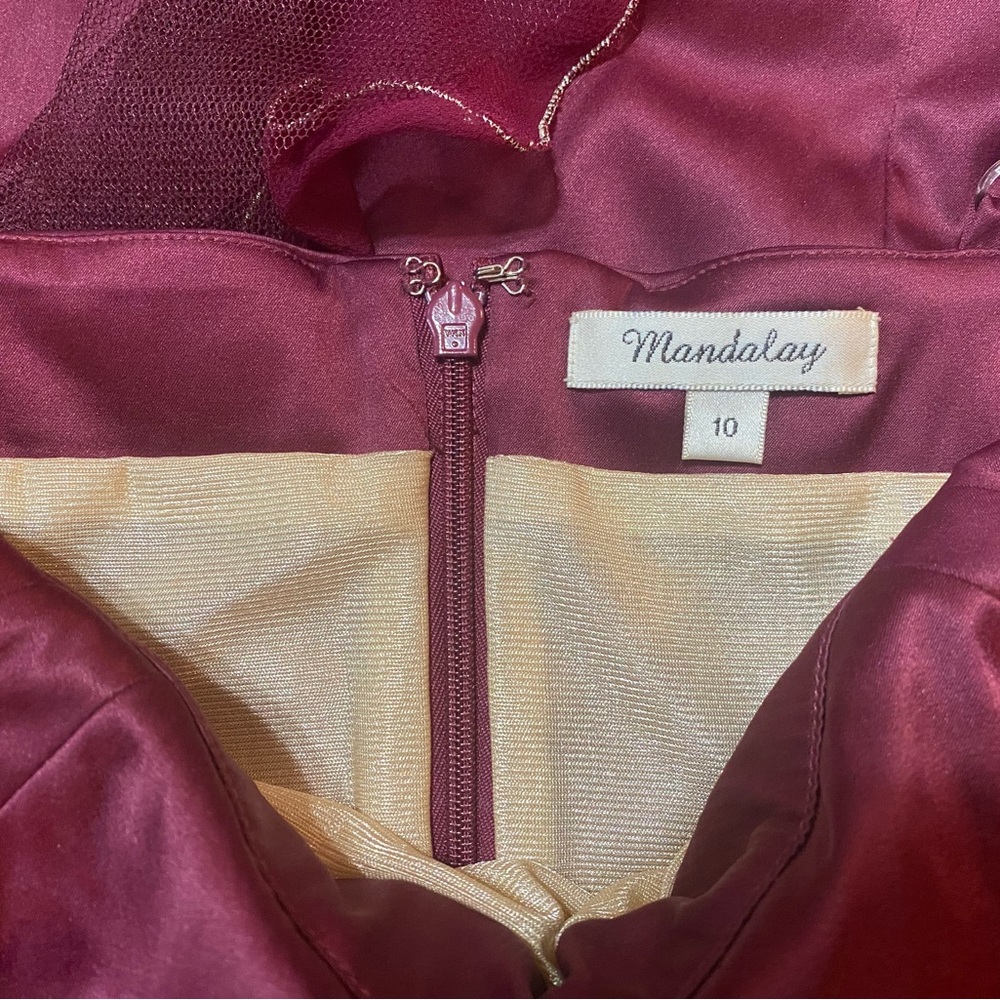 Mandalay/Julian Joyce Vintage Burgundy Wine Satin Cocktail Dress Sz 10 NEW RARE - Picture 9 of 16
